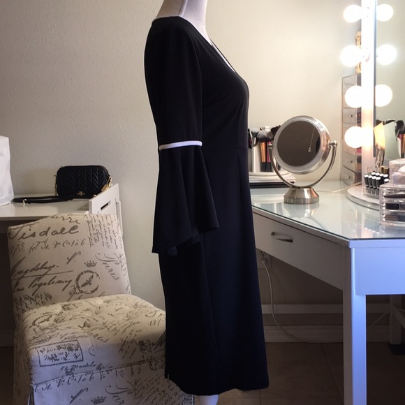 NWT high low bell sleeve black & white dress - Picture 4 of 8